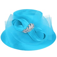 KENTUCKY DERBY DOWN BRIM BROOCH RIBBON BRAID HAT