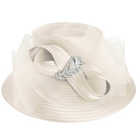 KENTUCKY DERBY DOWN BRIM BROOCH RIBBON BRAID HAT