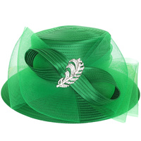 KENTUCKY DERBY DOWN BRIM BROOCH RIBBON BRAID HAT