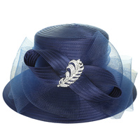 KENTUCKY DERBY DOWN BRIM BROOCH RIBBON BRAID HAT