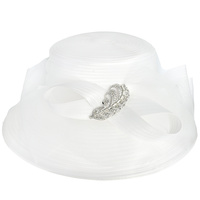 KENTUCKY DERBY DOWN BRIM BROOCH RIBBON BRAID HAT