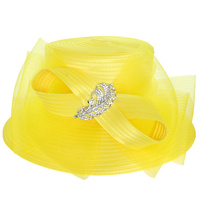 KENTUCKY DERBY DOWN BRIM BROOCH RIBBON BRAID HAT