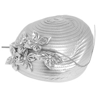 FLORAL METALLIC DRESSY PILL BOX BRAID HAT