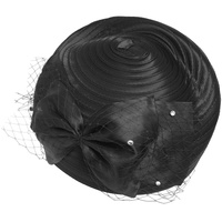 RIBBON METALLIC DRESSY NETTED PILL BOX BRAID HAT