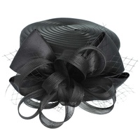 RIBBON METALLIC DRESSY NETTED PILL BOX BRAID HAT