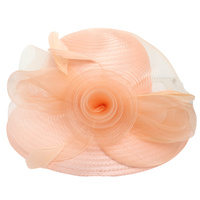 FLORAL FEATHERED DOWN BRIM CLOCHE BRAID HAT