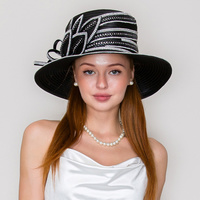 CRYSTAL EMBELLISHED LOOPY BOW PAPER BRAID HAT