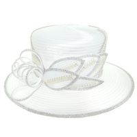 CRYSTAL EMBELLISHED LOOPY BOW PAPER BRAID HAT