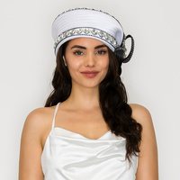 CRYSTAL RHINESTONE RIBBON PILL BOX HAT