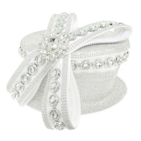 RHINESTONE PAVE CRYSTAL RIBBON PILL BOX HAT