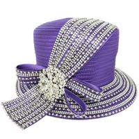 RHINESTONE EMBELLISHED LOOPY BOW PAPPER BRAID HAT