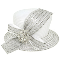 RHINESTONE EMBELLISHED LOOPY BOW PAPPER BRAID HAT
