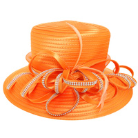 RHINESTONE LOOP FEATHER PAPPER BRAID HAT