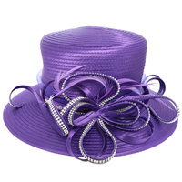 RHINESTONE LOOP FEATHER PAPPER BRAID HAT