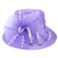 RHINESTONE ORGANZA BOW PAPPER BRAID HAT