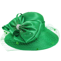 RHINESTONE BOW NETTED PAPPER BRAID HAT