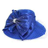 RHINESTONE BOW NETTED PAPPER BRAID HAT