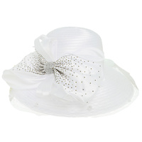 RHINESTONE BOW NETTED PAPPER BRAID HAT