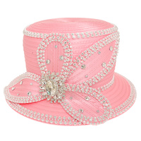 JEWELED FLORAL PAPPER BRAID HAT
