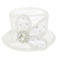 JEWELED FLORAL PAPPER BRAID HAT