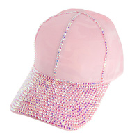 RHINESTONE BRIM CAMOUFLAGE FASHION BASEBALL CAP HAT