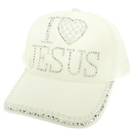 I LOVE JESUS CRYSTAL STUDDED BASEBALL CAP