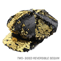 SEQUIN CAPTAIN NEWSBOY TRAIN CONDUCTOR CAP WITH CHAIN