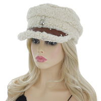 CAPTAIN NEWSBOY FASHION SHERPA CAP WITH BUNNY & RHINESTONE