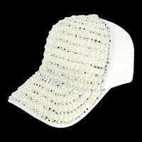 PEARL AND RHINESTONE BASEBALL CAP