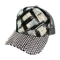 FASHION SPARKLY SEQUIN MESH BACK ADJUSTABLE BASEBALL CAP