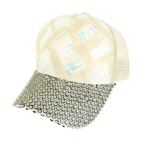FASHION SPARKLY SEQUIN MESH BACK ADJUSTABLE BASEBALL CAP