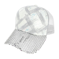 FASHION SPARKLY SEQUIN MESH BACK ADJUSTABLE BASEBALL CAP