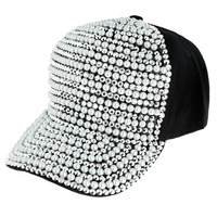 PEARL AND RHINESTONE BLING BASEBALL CAP