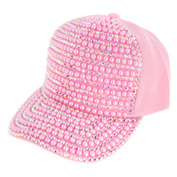 PEARL AND RHINESTONE BLING BASEBALL CAP