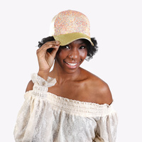 FASHION RHINESTONE GLITTER HIGH BUN POLYTAIL BASEBALL CAP