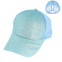 FASHION GLITTER MESH BACK HIGH BUN PONYTAIL BASEBALL CAP