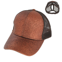 FASHION GLITTER MESH BACK HIGH BUN PONYTAIL BASEBALL CAP
