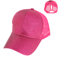 FASHION GLITTER MESH BACK HIGH BUN PONYTAIL BASEBALL CAP