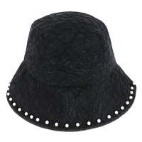FASHION FLORAL LACE BUCKET HAT WITH PEARL