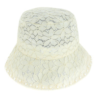FASHION FLORAL LACE BUCKET HAT WITH PEARL