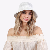 FASHION FLORAL LACE BUCKET HAT WITH PEARL