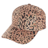METALLIC GOLD ACCENT LEOPARD PRINT FASHION BASEBALL CAP