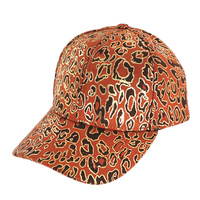 METALLIC GOLD ACCENT LEOPARD PRINT FASHION BASEBALL CAP