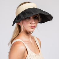 FASHION WIDE DOWN BRIM FABRIC SUN VISOR HAT