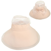 FABRIC BUCKET HAT WITH MESH ORGANZA TOP AND BOW