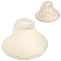 FABRIC BUCKET HAT WITH MESH ORGANZA TOP AND BOW