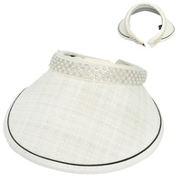 FASHION DOWN WIDE BRIM FABRIC SUN VISOR HAT