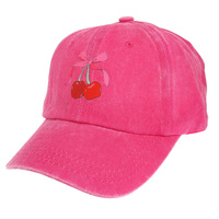 CHERRIES EMBROIDERED BASEBALL CAP