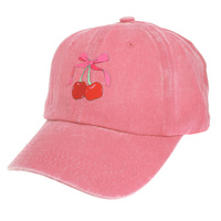 CHERRIES EMBROIDERED BASEBALL CAP