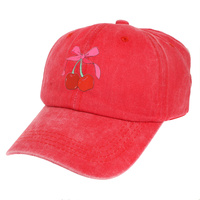 CHERRIES EMBROIDERED BASEBALL CAP